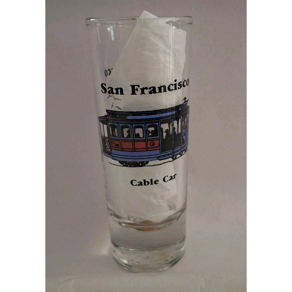 San Francisco Cable Car Golden Gate Bridge Tall Shot Glass